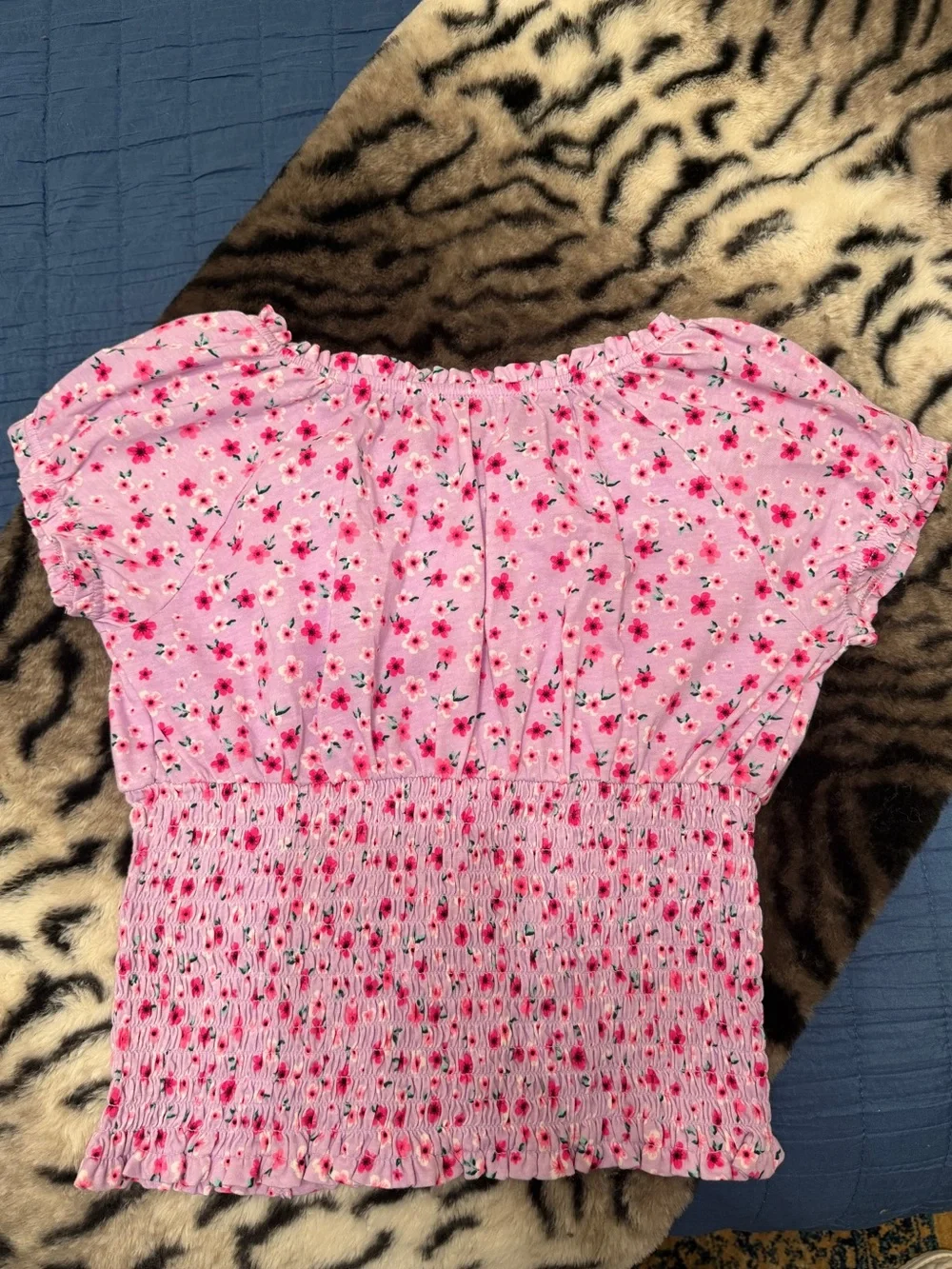 Girls' Justice Pink Floral Smocked Top